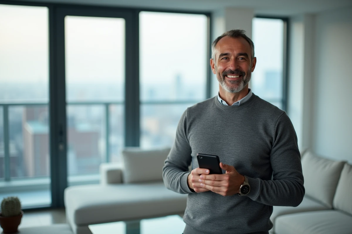 Homme consultant une application mobile de paiement échelonné pour une réservation de vol Opodo